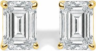 House of Brilliance 14K Gold Lab Grown Emerald Cut Diamond Solitaire Stud Earrings