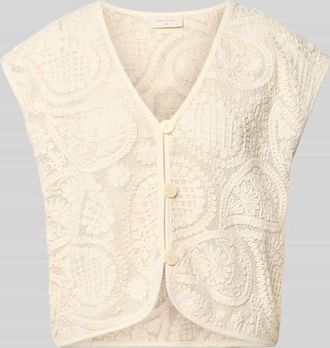 Freequent Strickweste mit V-Ausschnitt Modell Crossy in Offwhite, Gr&ouml;&szlig;e XXL