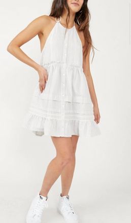 Free People Desert Days Striped Mini Dress In Ivory/combo
