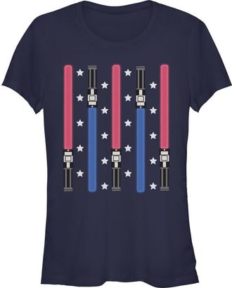 Star Wars Juniors Star Wars Festive Lightsabers T Shirt in Navy Blue at Nordstrom, Size Xx-Large