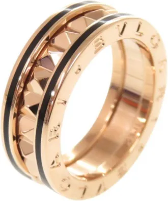 Bulgari Pink Gold Black Pink Gold (18K) Ceramic Band Ring (Pre-Owned)