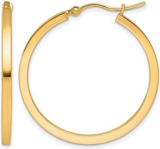 Diamond2Deal 10k Gold 2mm Square Tube Hoop Earrings