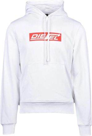 Diesel Felpa con cappuccio - Heren - Hoodies - Wit - S - Katoen - Hoodies & sweatvesten