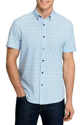 ConStruct Slim Fit Circle Geo Performance Short Sleeve Shirt in Green/white at Nordstrom, Size Xx-Large