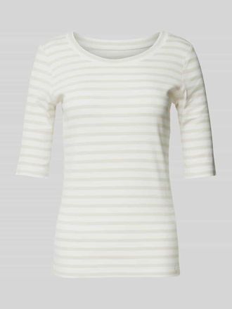 Marc Cain T-Shirt mit geripptem Rundhalsausschnitt in Kitt, Gr&ouml;&szlig;e 44