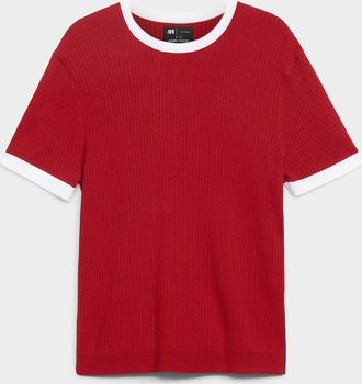 Le 31 Mens Trimmed ribbed sweater