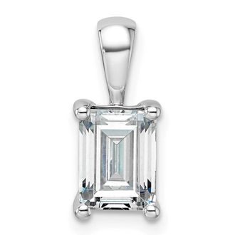 Diamond2Deal 14k White Gold 1 1/2 Ct Emerald Cut Lab Grown Diamond Pendant
