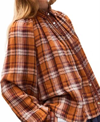 Carolina K Brisa Long Sleeve Button Down Shirt In Orange