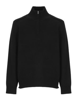 Guest In Residence Black High-Neck Front Zip Cashmere Sweater