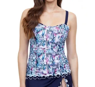 Gottex Underwire E-Cup Tankini Top In Snake Charm