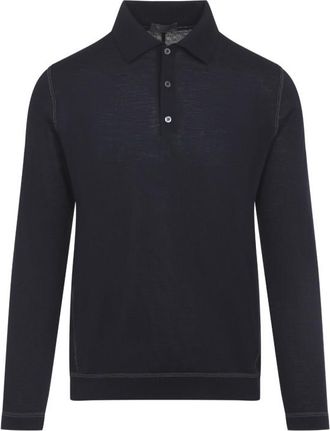 Prada Blue Solid Polo Sweater