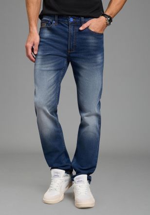 Kangaroos Jogg Pants KANGAROOS, Herren, Gr. 30, L&auml;nge 34, dunkelblau used, Denim/Jeans, Obermaterial: 65% Baumwolle, 33% Polyester, 2% Elasthan, unifarben, stra