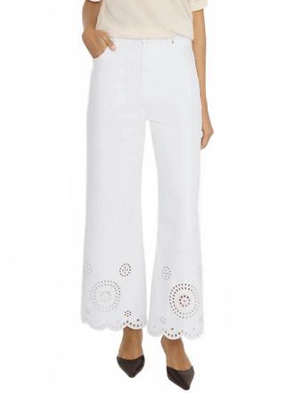 Frame Denim The Eyelet Wide Flare Pant In White
