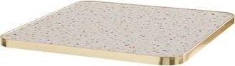 Oviala Tablero cuadrado de terrazo con borde dorado 60 cm