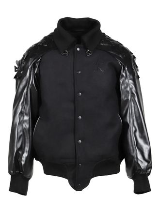 Juntae Kim flower-embellished bomber jacket - Black
