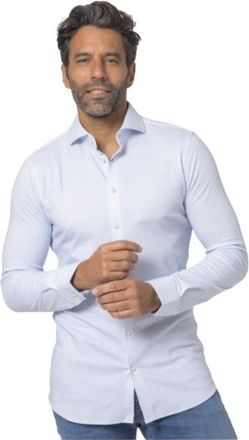 DeSoto Blauw Pixel Patroon Overhemd Luxe Collectie - Heren - Casual Overhemden - Blauw - L - Katoen - Overhemden