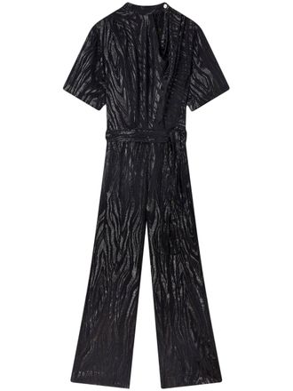 Stella McCartney woodgrain lurex jumpsuit - women - Viscose/Polyamide - 42 - Black
