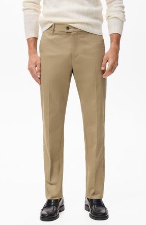 Mango Slim Fit Stretch Cotton Twill Pants in Beige at Nordstrom, Size 31