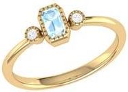 LuvMyJewelry La Vie Emerald Cut Aquamarine & Diamond Accent Ring in 14K Yellow Gold at Nordstrom Rack, Size 8