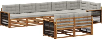 vidaXL Conjunto De Sof&aacute;s De Exterior 8 Uds. Natural Y Gris Claro Vidaxl