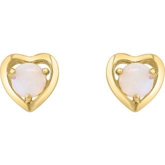 Effy Round Opal Heart Stud Earrings in White/Gold at Nordstrom Rack