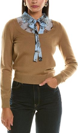 Oscar De La Renta Floral Wool Pullover