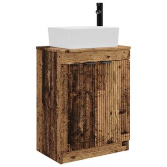 vidaXL Vanidad De Ba&ntilde;o Con Lavabo Madera Envejecida 54 X 35 X 83 Cm Vidaxl