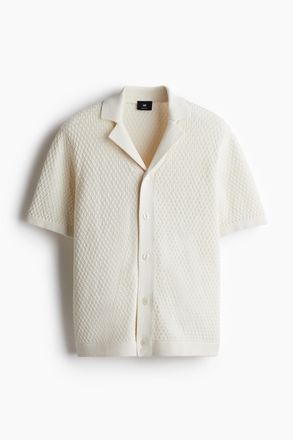 H&M Freizeithemd aus Strukturstrick in Regular Fit - Weiss
