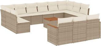 vidaXL Set Sof&aacute;s De Jard&iacute;n 14 Pzas Con Cojines Rat&aacute;n Sint&eacute;tico Beige Vidaxl