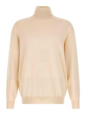 Brunello Cucinelli White Cashmere Turtleneck Jumper