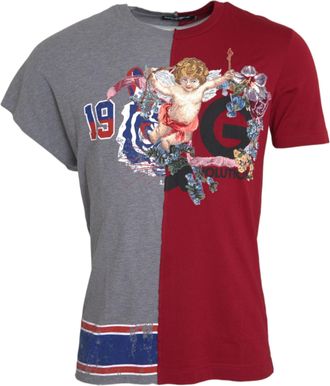 Dolce & Gabbana Mens Multicolor Graphic Short Sleeve T-Shirt Cotton