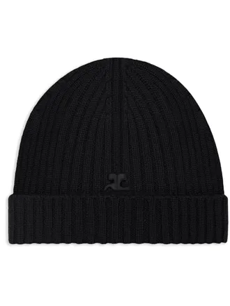 Courr&egrave;ges AC logo wool beanie - Black