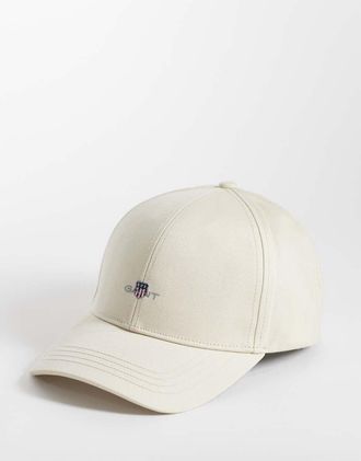 GANT Cappellino in twill di cotone beige con logo a scudo-Neutro