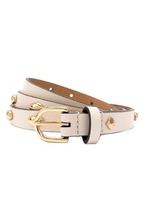 Kate Spade New York stud leather belt in Cream at Nordstrom, Size X-Large