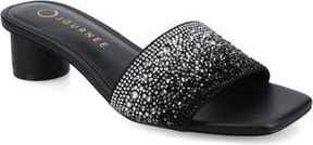 Journee Collection Flora Crystal Embellished Slide Sandal in Black at Nordstrom Rack, Size 8.5