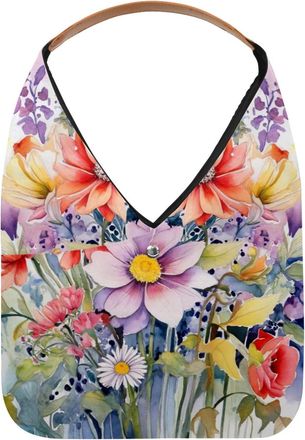 Generic Watercolor flowers (3) Reusable Lightweight Grocery Bags - Foldable Into Compact Pouch, Washable & Sturdy, Multipurpose for Shopping and Travel