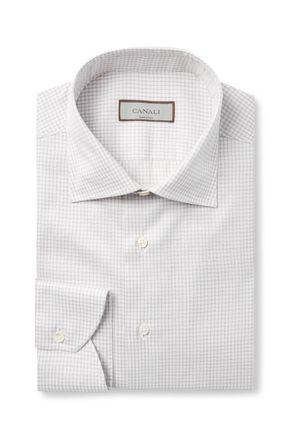 Canali Cutaway-Collar Checked Cotton Shirt