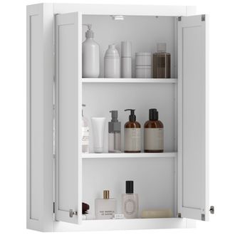 HOMCOM Wall Mounted Storage with Adjustable Shelves - Bathroom Wall Cabinet | TJ Hughes