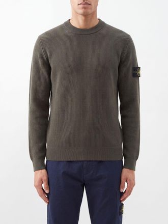 Stone Island Maglia girocollo slim fit in cotone con logo Compass