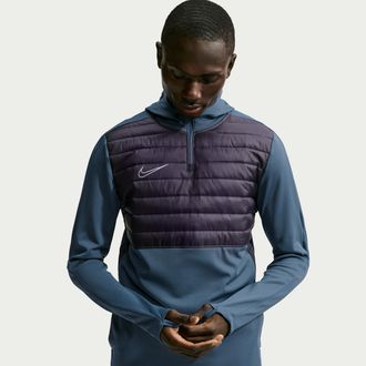 Nike Mens Academy Winter Warrior Therma-FIT Soccer Drill Top in Blue | HV3324-438