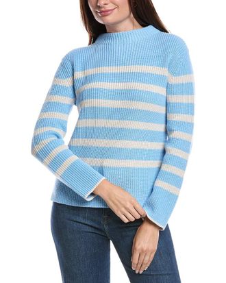 Forté Cashmere Striped Rib Funnel Neck Sweater