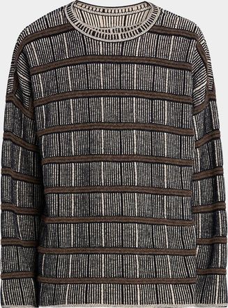 Giorgio Armani Men & apos;s Geometric Striped Silk-Blend Crewneck Sweater