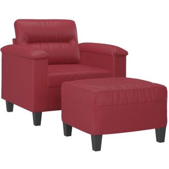 vidaXL Sill&oacute;n Con Taburete Cuero Sint&eacute;tico Rojo Tinto 60 Cm Vidaxl