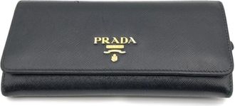 Prada Black Saffiano Long Wallet (Bi-Fold) (Pre-Owned)