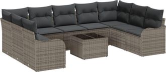 vidaXL Garden Sofa Set with Storage 9 pcs Brown and white Poly Rattan vidaXL