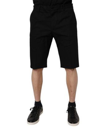 Dolce & Gabbana Black Cotton Stretch Mid Waist Bermuda Mens Shorts