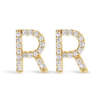 House of Brilliance 10K Gold 1/10 Cttw Diamond Initial A to Z Stud Earring in Yellow Gold | R at Nordstrom