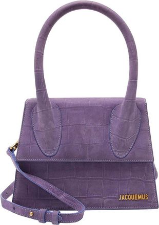Jacquemus Purple Croc-Embossed Suede Le Chiquito Moyen Large Bag (Authentic Pre-Loved)