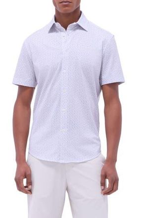 Bugatchi Miles OoohCotton Floral Short Sleeve Button-Up Shirt in Sand at Nordstrom Rack, Size Small