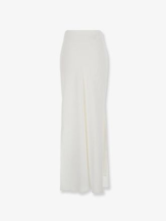 Brunello Cucinelli Womens Long Satin Skirt White Acetate